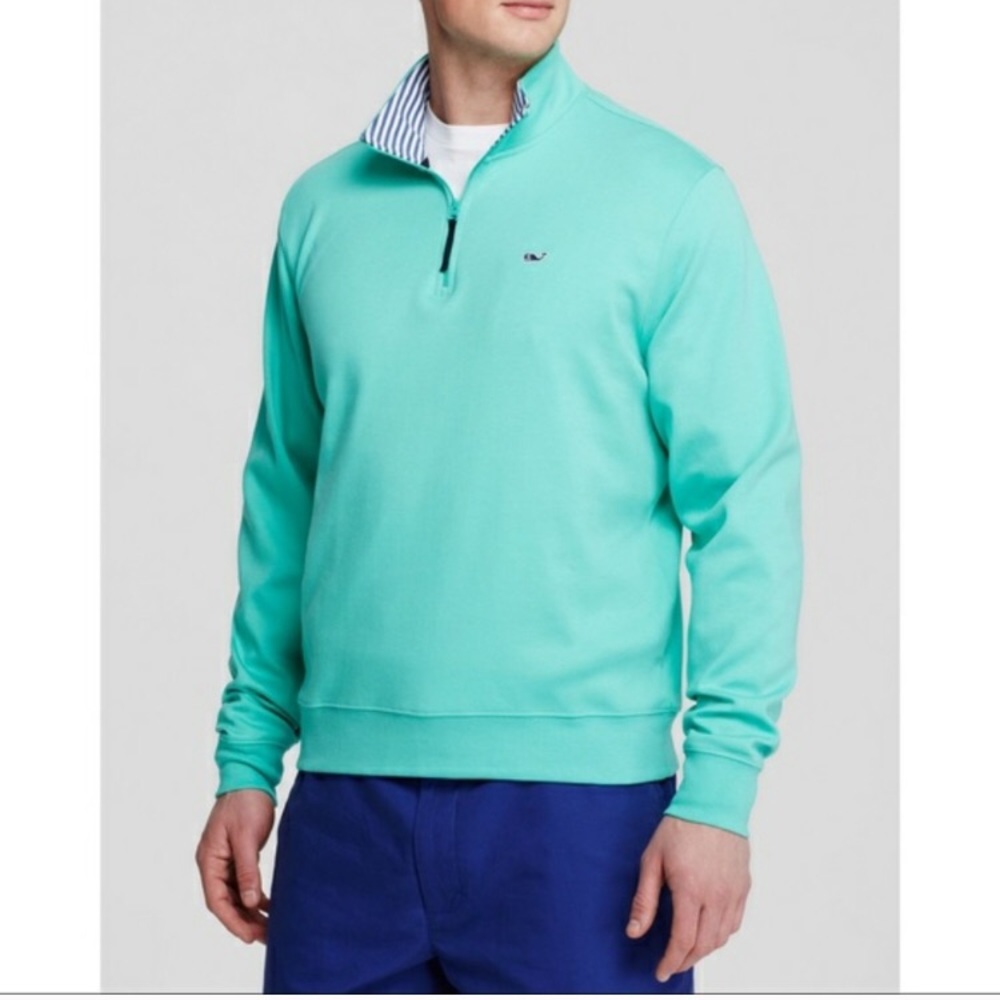 Vineyard vines seafoam green quarter zip.